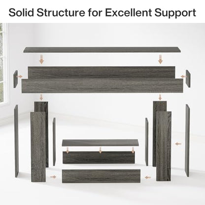 Tribesigns 63" Console Table, Farmhouse 2-Tier Entryway Table with U-Shaped Base, Narrow Long Wood Sofa Table Behind Couch Table for Living Room, Hallway, Foyer, Gray - color: Light Gray
