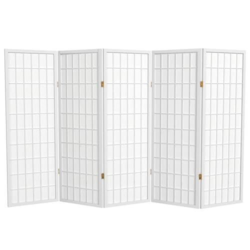 4 ft. Short Window Pane Shoji Screen - White - 5 Panels - color: White, size: 5 Panels