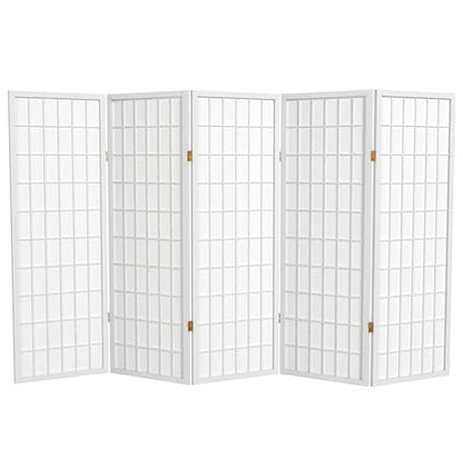4 ft. Short Window Pane Shoji Screen - White - 5 Panels - color: White, size: 5 Panels