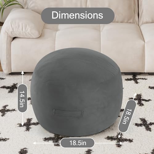 MeMoreCool Round Pouf Ottoman Foot Rest 20x15 Inches, Dark Grey | Dark Grey Round Pouf Footstool, Soft Foam Stuffed Circle Foot Rest for Living Room - color: Striped Dark Grey