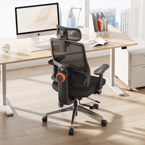 Ergonomic Office Chair-Home Office Desk Chair with Footrest, Auto-Following Backrest & Headrest, 4D Armrests, 96°-136° Recline - color: Black, size: Without Laptop Table + Auto-Following Headrest