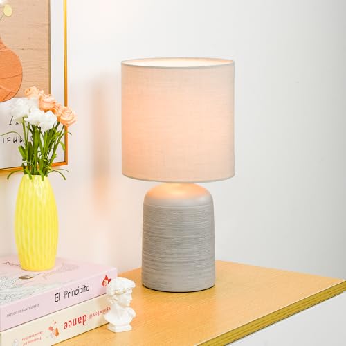 Maye Small Ceramic Table Lamp for Living Room and Bedroom,Modern Kids Night Table Lamp,Φ6.3×H13IN,Bulb Excluded,Light Grey - color: Light Gray