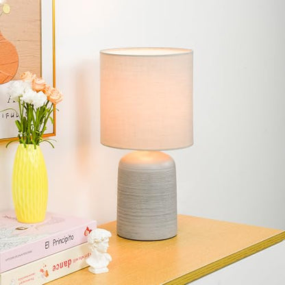 Maye Small Ceramic Table Lamp for Living Room and Bedroom,Modern Kids Night Table Lamp,Φ6.3×H13IN,Bulb Excluded,Light Grey - color: Light Gray