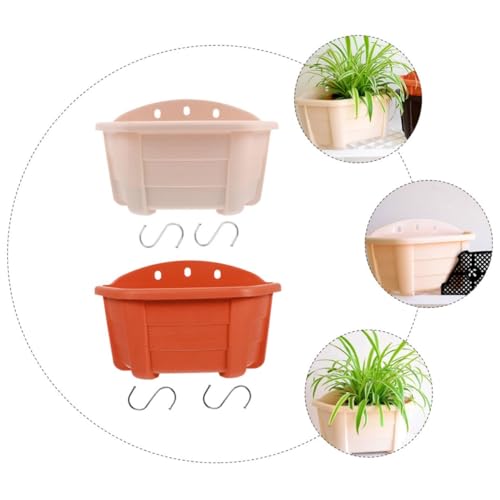 POPETPOP 2Pcs Modern Half Dome Hanging Planters for Use Durable Flower Pots Beige White Brick Red for Wall Balcony and Garden Decor