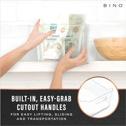 BINO | Plastic Organizer Bins, X-Large - 4 Pack | The SOHO Collection | Multi-Use Organizer Bins | Pantry & Freezer Bin | Plastic Storage Containers | Bin for Home & Kitchen Org - size: X-Large
