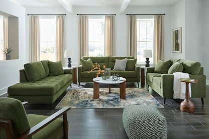 Signature Design by Ashley Bixler Loveseat Sofa, Green Small Couch | Fully assembled, 57 in W small couch, Olive green chenille upholstery, Anti-sag platform foundation - color: Green