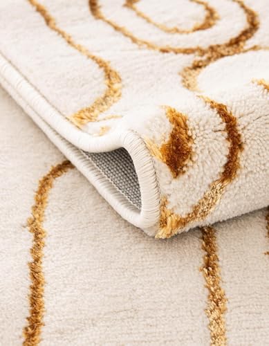 Rugs.com Vogue Geo Collection Rug – 2x3 White Medium-Pile Rug Perfect for Entryways, Kitchens, Breakfast Nooks, Accent Pieces - color: White and Gold, size: 2' x 3' Rectangular