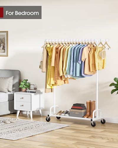 Sakugi Clothes Rack - Large-Capacity Clothing Racks for Hanging Clothes with Lockable Wheels, Space-Saving Metal Coat Rack for Bedroom, Laundry Room, Entryway, 45.6" x 16.9" x 59", White - color: White, size: 45.6" x 16.9" x 59"(1 Rod)