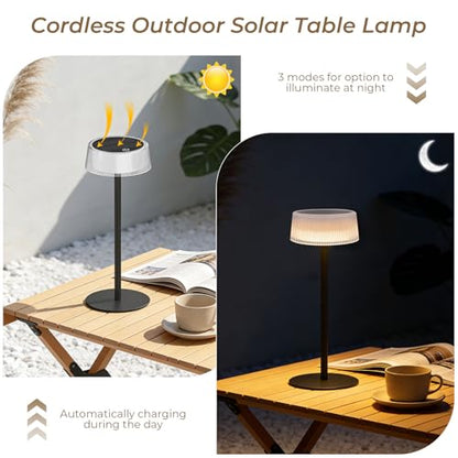 Lacasa Rechargeable Cordless Table Lamp, 2 PCS Battery Operated Solar Table Lamps Outdoor 4000mAh IP67 Waterproof, Portable Dimmable LED Desk Light Touch Lamp 3000-6000K for Living Room Bedroom Garden