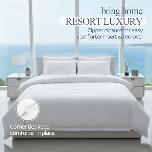 3 Piece Full Size Duvet Cover Set, 1 Bamboo Comforter Cover 82"x90" with 2 Pillow Shams 20"x26", Moisture-Wicking Silky Soft Texture, Breathable Soft Comfy White - color: White, size: Full