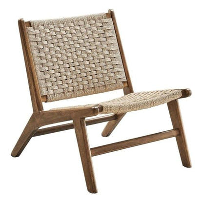 Modway Saoirse Woven Rope Wood Accent Lounge Chair in Walnut Natural - color: Walnut Natural