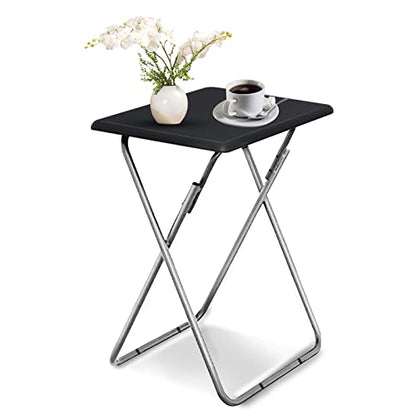 Folding TV Tray Table,TV Dinner Table with Sturdy MDF Top,Eating Trays for Living Room with No Assembly Required, 15 x 18.9 x 26 in(Black,1PC) - color: Black, size: 1pc