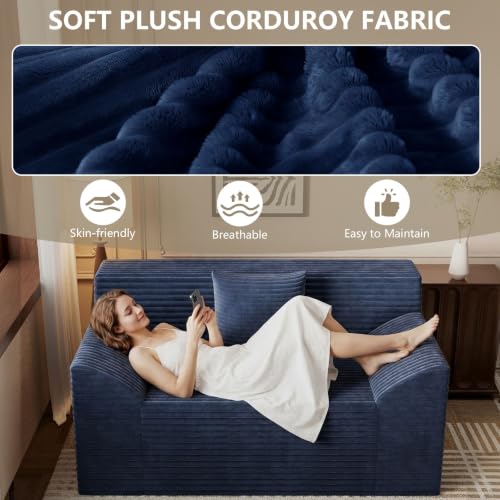 42" Boneless Oversized Chair with Side Pocket, Sofa Small Single Couch in a Box, Deep Seating Boneless Chair for Bedroom Living Room Office Apartment, No Assembly, Blue - color: Blue, size: 42'' Style 4