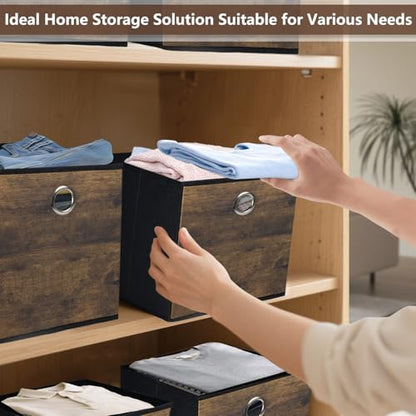Stylish Fabric Cube Storage Bin with Wood Grain,Sturdy Storage Cube Box for Shelves, Foldable Basket Space Saving Storage Organizer for Home,Office,Nursery,Living Room,Bderoom,3 Pack(12.6x12.6x12.6in) - size: Large-12.6x12.6x12.6inch