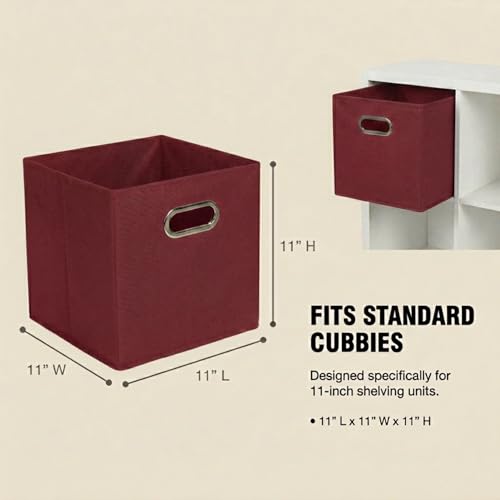 Household Essentials Fabric Storage Bins 6 Piece Set, Burgundy - color: Burgundy, size: 11” L x 11” W x 11” H