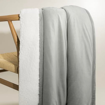 UGG Bliss Fluffy Fleece Throw Blanket for Bed, 50''x70'', Seal Grey | Super Soft, Reversible Plush UGGFluff, Giftable Blanket, Medium Weight, Warm & Cozy, Year-round Use, Washable - color: Light Grey