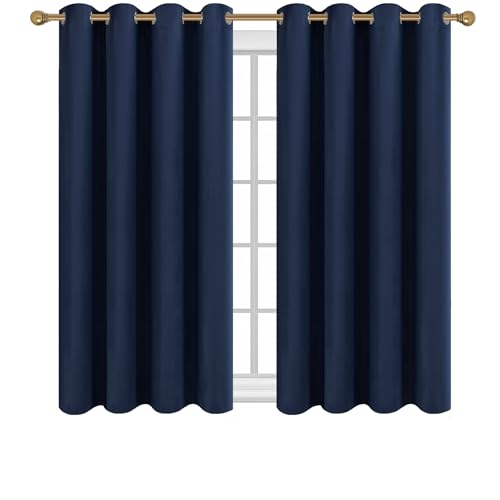 Diraysid Navy Blue Grommet Blackout Curtains for Bedroom Thermal Insulated Room Darkening Curtains Drapes, 52 x 54 inch, 2 Panels - color: Navy Blue, size: 52"W x 54"L (Pack of 2)