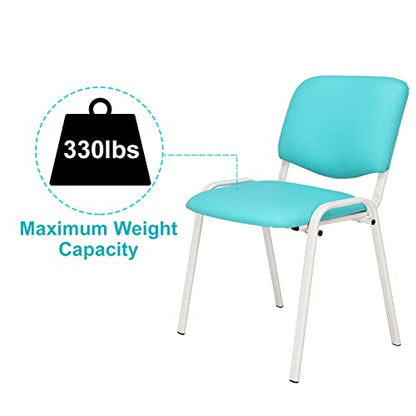 VINGLI 5-Pack Waiting Room Chairs, Stackable Chair for Office, Pu-Blue | Stacking Chairs, Armless Church Chairs, Space-saving, Guest & Reception, Office Lobby, Business Hall - color: Pu-blue, size: 5-pack