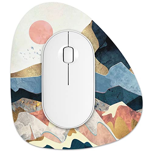 Rimilak Small Mouse Pad 6 x 7 Inch, Irregular Mini Mousepad, Ink Sunrise | Non-Slip Rubber Base, Waterproof Compact Mouse Mat for Laptop Computer Wireless Mouse Keyboard Home Office Travel - color: Ink Sunrise, size: 7L x 6W inches