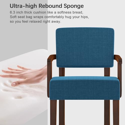Accent Chair with Solid Wood Frame,Arm Chairs with Soft Seat | Upholstered Reading Leisure Chair for Living Room,Bedroom,Office,Waiting Room, Blue - color: Blue, size: Chair