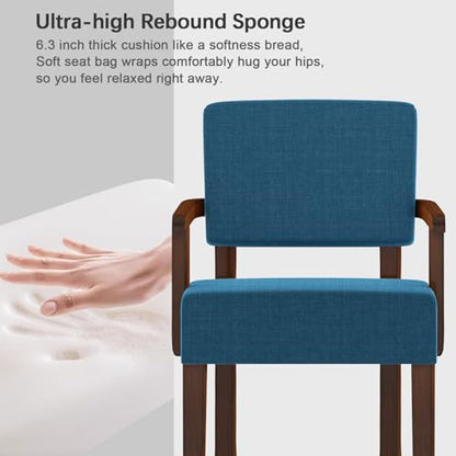 Accent Chair with Solid Wood Frame,Arm Chairs with Soft Seat | Upholstered Reading Leisure Chair for Living Room,Bedroom,Office,Waiting Room, Blue - color: Blue, size: Chair