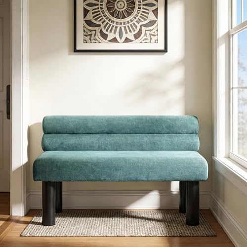 Christopher Knight Home Wally Fabric Upholstered Dining Bench, Long Dining Room Chair, Wooden Entryway Bench, Bedroom End of Bed Bench, Teal Green+Black - color: Teal Green+black