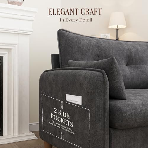 50" Mini Loveseat Couch for Small Space | Tufted Love Seat Couches for Bedroom and Apartment | Small Sofa Dark Grey - color: Dark Grey