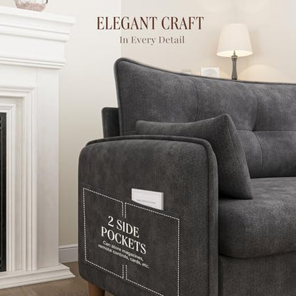 50" Mini Loveseat Couch for Small Space | Tufted Love Seat Couches for Bedroom and Apartment | Small Sofa Dark Grey - color: Dark Grey