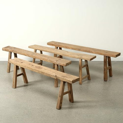 Artissance 20" H Vintage Noodle Bench 5-5.5ft Long Weathered Natural (Size and Finish Vary) - size: 20H x 60W x 5.5L