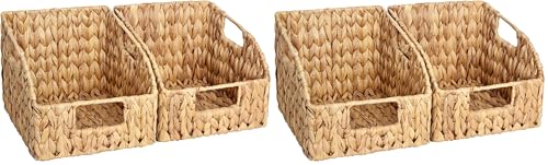 StorageWorks Pantry Baskets for Organizing, Wicker Basket with Built-in Handles, Handwoven Wicker Storage Baskets, Water Hyacinth for Shelves, 4 Pack - color: Natural(Water Hyacinth), size: 2x 8½"L x 10"W x 7½"H (Pack of 2)