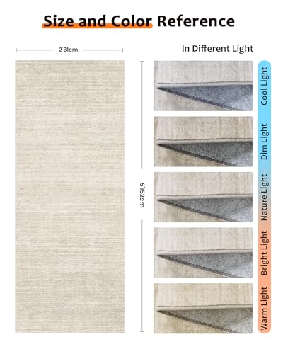 Art&Tuft 2x5 Runner Rug Non Slip, Washable Rug Runners for Hallways,Beige | Low Pile, Sripe Soft & Lighweight, Folable, Stain Resistant 5ft Carpet Runners for Entryway,Kitchen,Living Room,Bedroom - color: Stripe-beige, size: 2' X 5'
