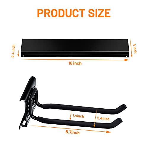 Wallmaster Garage Storage Organization Wall Mount, Garden Tool Rack Organizer Heavy Duty Folding Chair Hangers with 6 Adjustable Hooks 48inch Tracks Max Load 450lb - size: 6Hooks+3Panels