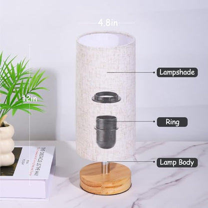 Bedside Table Lamps, Table Lamp for Bedroom, Lamps for Night Stands with Linen Lampshades, Small Table Lamp for Living Room, Office (Bulb Excluded) (Wood) - color: Wood