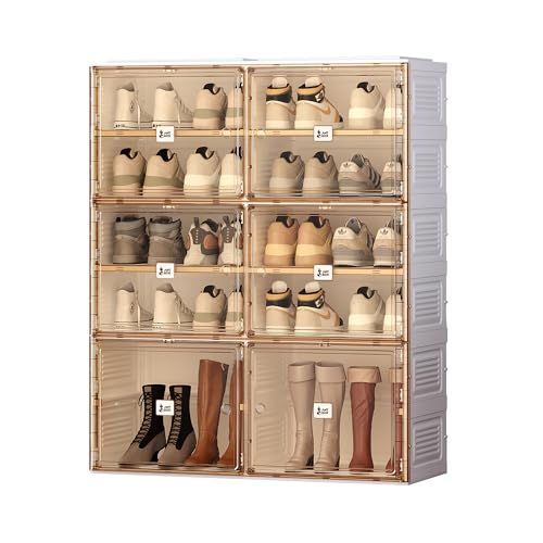 ANTBOX Portable Shoe Rack Organizer for Closet Entryway, Stackable Sneaker Storage Shoe Cabinet with Magnetic Clear Door, Large Plastic Storage containers Bins with Lids 5 Tiers 20 Pairs - size: 5 Tiers 20 Pairs