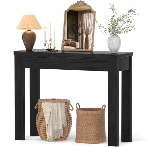 Small Console Table for Entryway, 32" Farmhouse Narrow Sofa Table | Couch Table Behind Sofa, Entry Way Table for Entrance, Hallway, Living Room, Foyer, Embossed Black - color: Embossed Black, size: 32"