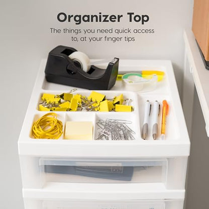 IRIS USA 6-Drawer Rolling Storage Cart, White/Clear | Keep classroom supplies, teacher essentials, craft materials, and learning tools organized with easy-access drawers. - size: 6 Drawer