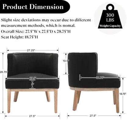 Modern Barrel Accent Chair Set of 2，Mid Century Armless Side Chair Linen Fabric Upholstered Comfy Reading Chair with Solid Wooden Frame for Living Room/Bedroom, Black - color: Black, size: 2PCS