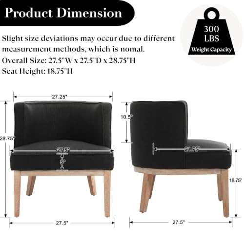 Modern Barrel Accent Chair，Mid Century Armless Side Chair Linen Fabric Upholstered Comfy Reading Chair with Solid Wooden Frame for Living Room/Bedroom, Black - color: Black, size: 1PC