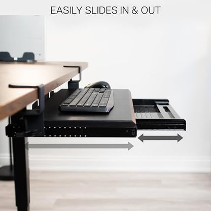 VIVO Large Keyboard Tray Under Desk Pull Out Platform with Pencil Drawer, Extra Sturdy C Clamp Mount, 27 (33 Including Clamps) x 11 inch Slide-Out Tray with Storage Drawer, Black, MOUNT-KB05-4D