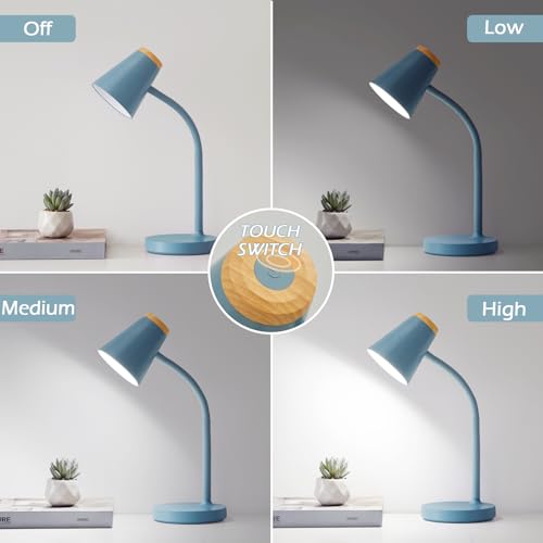EJIAXIN Desk Lamps for Home Office - Small LED Desk Lamp Touch Dimmable Reading Light for College Dorm Room - Adjustable Flexible Gooseneck Table Lamp for Bedside Bedroom Nightstand Blue - color: Blue