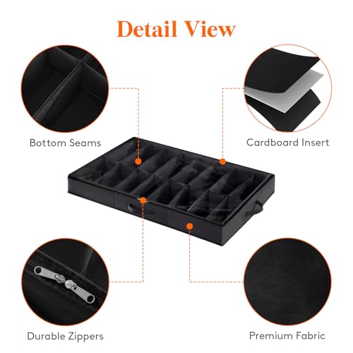Lifewit Under Bed Shoe Storage Organizer 2 Pack(16 Shoes Cells), 4.3 Inches Profile Fabric Shoes Container Box with Clear Cover, Foldable Storage Bag with 2 Handles, Fits 16 to 32 Pairs - style: 16 Shoes Cells