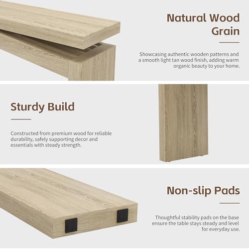 63 Inch Console Table for Entry Way Modern, Light Tan Wood | Farmhouse Entrance Tables Narrow Long, Wooden Couch Table Behind Sofa for Entryway, Living Room - color: Light Tan Wood