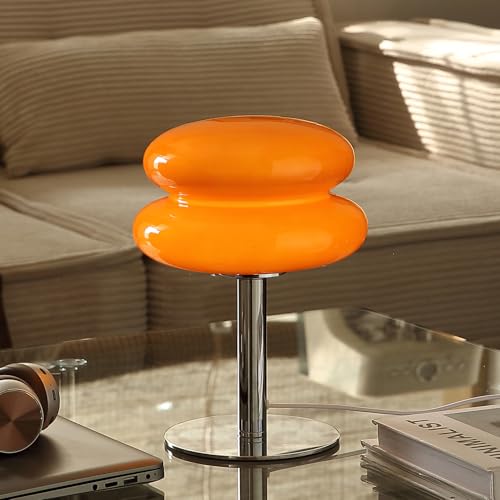 Glivpny Mushroom Table Lamp, Mid Century Modern Decor Lamp(Orange) | Cool Desk Lamps for Bedroom,Vintage Dimmable Bedside Small Cute Lamps, House Warming Gifts New Home Decor - color: Orange