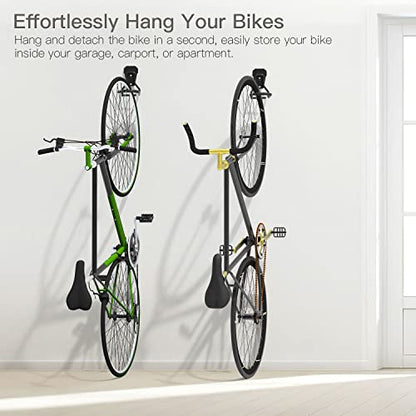 Housolution Bike Wall Mount with Fixed Hook, [2 Pack] Bike Storage Rack | Bike Rack Vertical Stand for Garage - Easily Hang/Detach - with Screws Iron Bike Hanger Brackets - size: 2 PCS