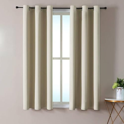 ChrisDowa Room Darkening Curtains for Bedroom and Living Room 40 Inch Long | 2 Panels Set, Thermal Insulated, Noise Reducing, Grommet, Blackout, Window Treatment Drapes, Beige, 29 x 40 Inch - color: Beige, size: 29"W x 40"L (Pack of 2)