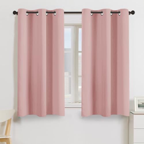 Baby Pink Blackout Curtains for Girls Bedroom Living Room 54 Inch Length 2 Panels Nursery Thermal Insulated Room Darkening Grommet Top Noise Reducing Window Curtains, 42W x 54L, Baby Pink - color: Baby Pink, size: 42"W x 54"L (Pack of 2)