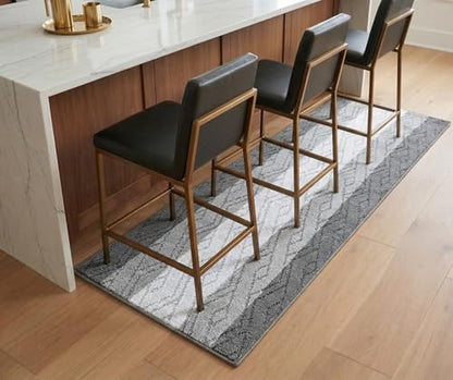 Custom Size Hallway Runner Rug Damask Grey Color 31 inch Wide Select Your Length Non-Slip (Skid Resistance) Rubber Backing 3 feet x 31 inch - color: Knit Black, size: 2'7" x 3' (Runner)