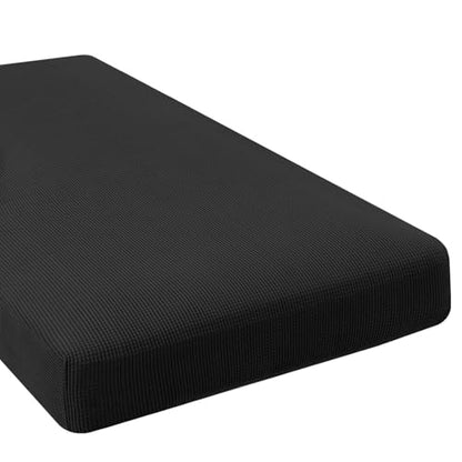 H.VERSAILTEX Super Stretch Individual Chaise Cover Sectional Couch Covers for L Shaped Sofa Both Left/Right Featuring Thick Jacquard Textured Twill Fabric (1 Piece Chaise Cover Large, Black) - color: Black, size: Chaise Cover Large
