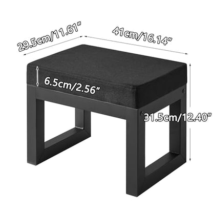 IBUYKE 16 Inch Small Foot Stool Ottoman, Rectangle Linen Foot Rest with Padded Seat and Metal Legs, Modern Ottoman Foot Rest for Living Room Bedroom Entryway Couch, Black WBD001B - color: Black