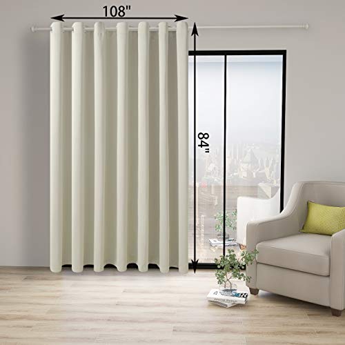 BONZER Room Divider Blackout Curtain Wide Wall Partitions | Room Darkening Total Privacy Wall Noise Reducing Drapes for Bedroom, 84L x 108W Inch (7L x 9W ft), 1 Panel, Cream - color: Cream, size: 108"W x 84"L (Pack of 1)
